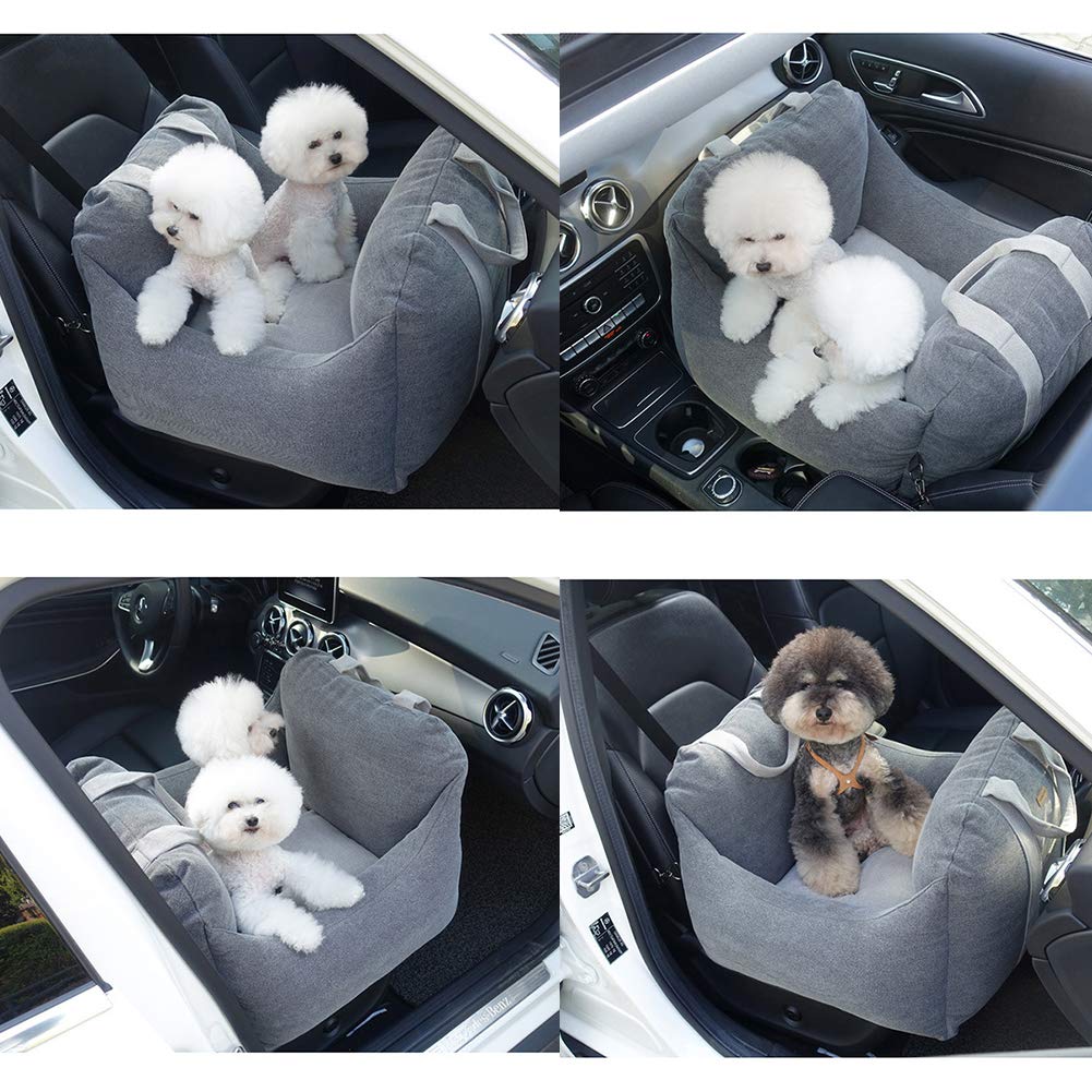 **Premium Dog Car Seat for Small & Medium Dogs - Travel Bed Carrier with Storage Pocket, Safety Leash & Non-Slip Bottom - Removable Washable Cover - Perfect for Road Trips & Daily Commutes**