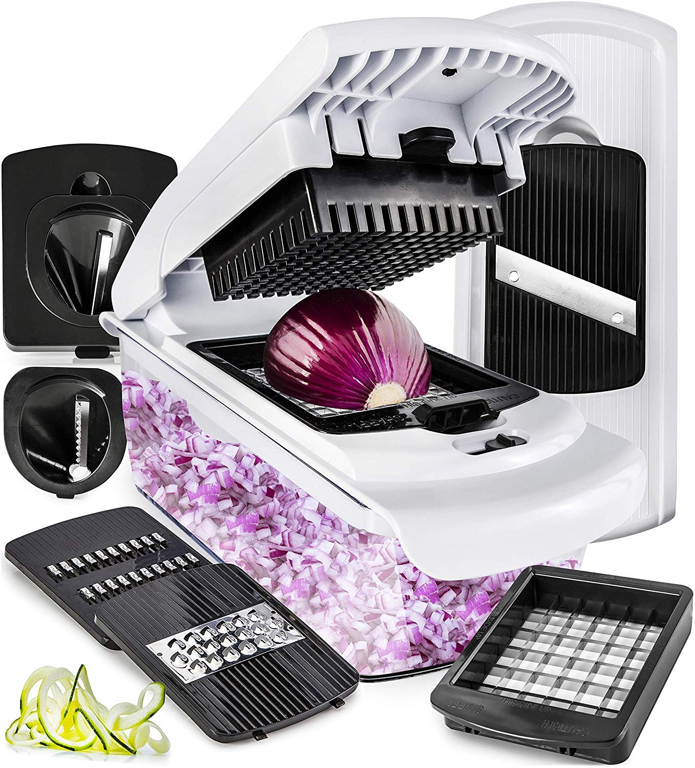 Fullstar 7-in-1 Vegetable Chopper & Slicer with Container - Perfect for Salad Prep & Onion Slicing
