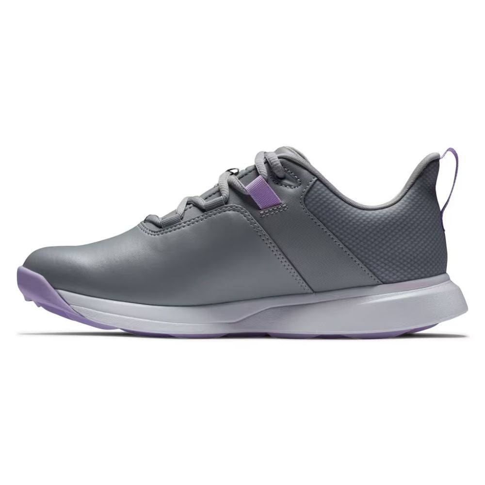 FootJoy Women's ProLite Spikeless Laced Golf Shoes - Lightweight & Comfortable Grey/Lilac for Walking Courses & Casual Wear