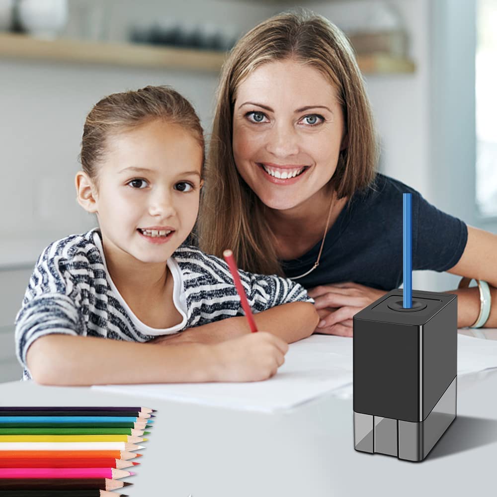 AFMAT Automatic Pencil Sharpener for Colored Pencils - Hands-free & Portable for School, Office