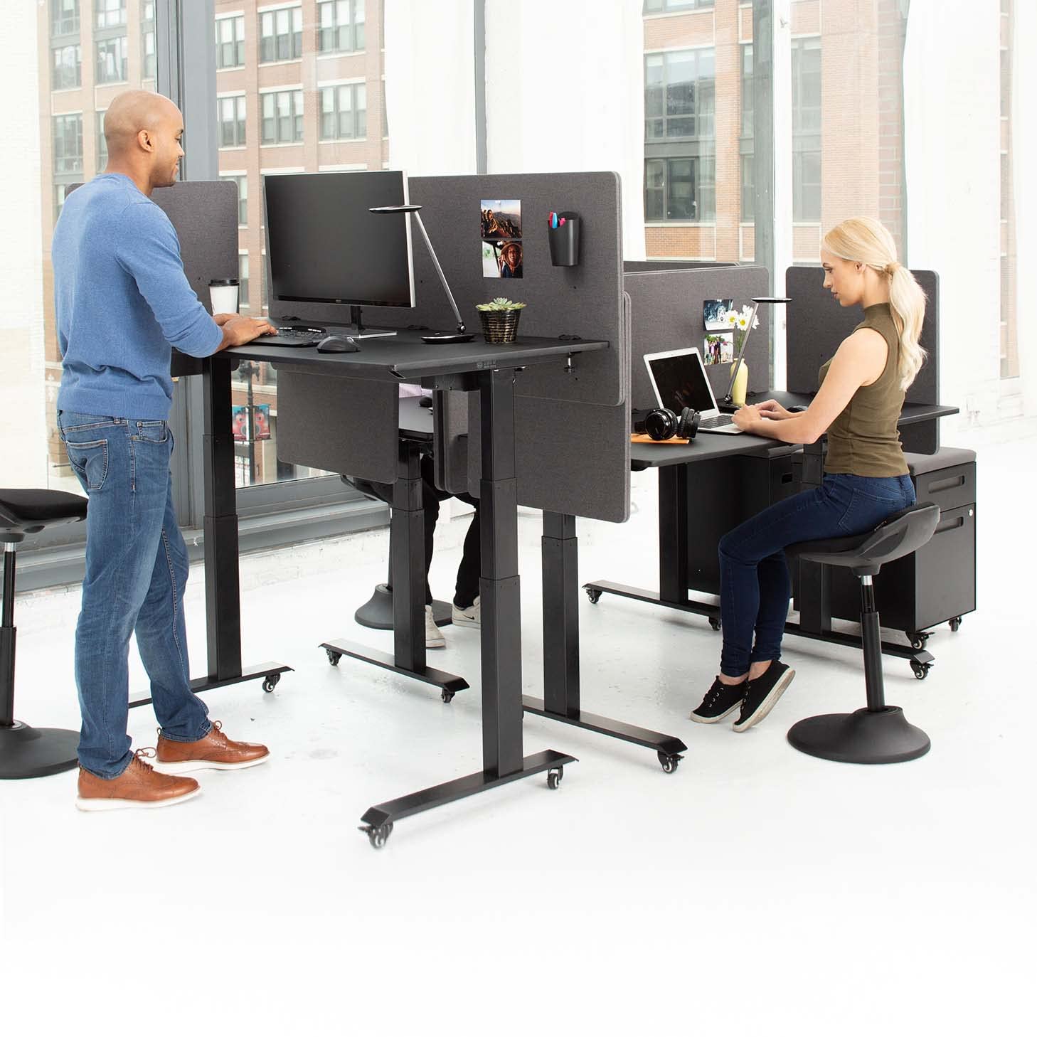 ReFocus Clamp-On Acoustic Desk Divider Privacy Panel - Noise & Visual Distraction Reducer for Stand Up Desks (Ash Gray, 47.25