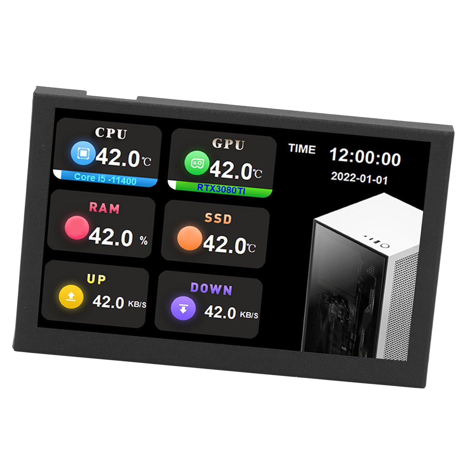 5 Inch Mini Monitor with Type-C Port - 800x480 Resolution Secondary PC Display for AIDA64, Office & Home Use - Compact Black Screen for Multi-Tasking, Gaming & Productivity (Portable Design)