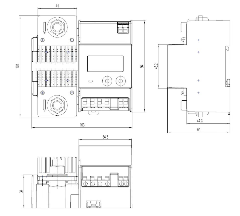 DCM650 H Class B DIN Rail Mount 1000VDC Energy Meter with 550A Internal Shunt & 3 RS485 Modbus RTU Ports | PTB Approved for Billing | Ideal for Solar Power Monitoring, Industrial Energy Management, and Smart Grid Applications