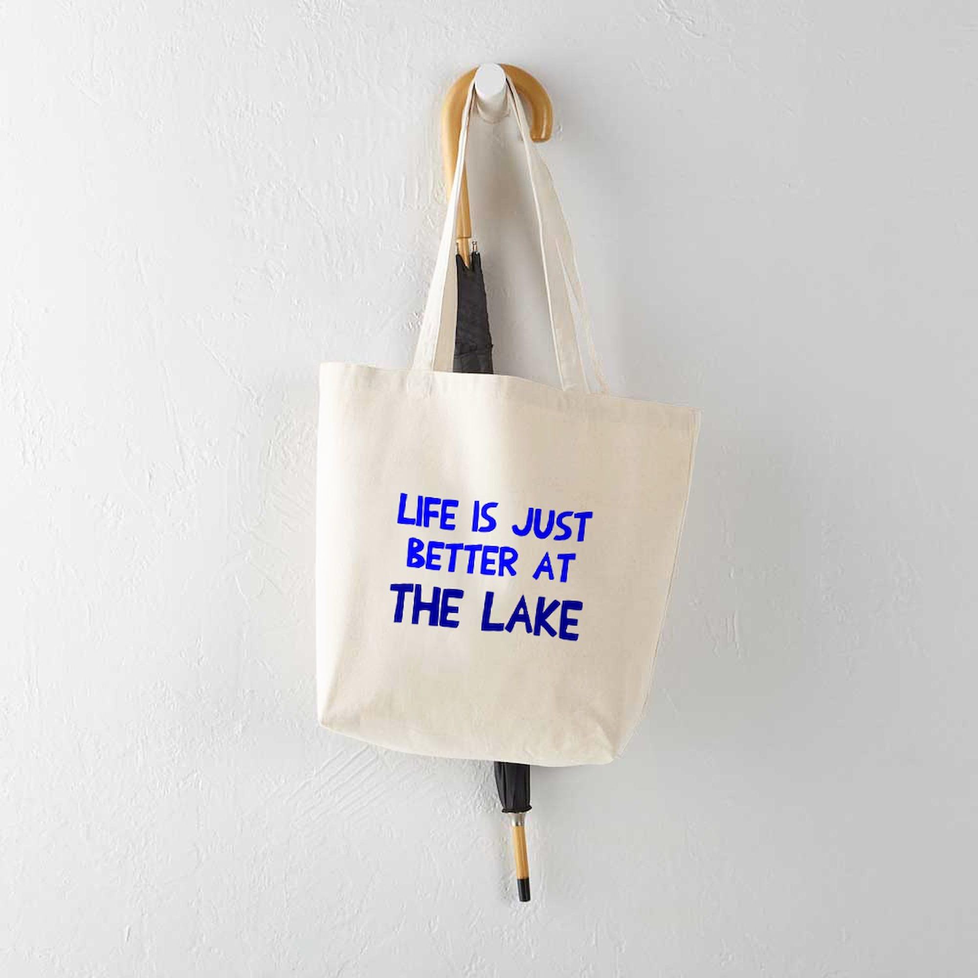 Life Is Just Better Lake Tote Bag - Natural Canvas Reusable Shopping Bag for Groceries, Beach & Everyday Use | Eco-Friendly Cotton Tote with Printed Design