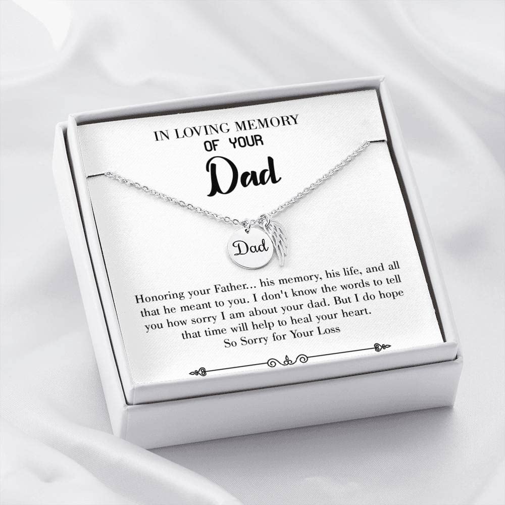 Memorial Necklace for Loss of Father - Sympathy Gift for Dad Remembrance - Perfect for Grieving Daughter, Son or Loved One - Comforting Keepsake for Funeral, Memorial Service & Healing