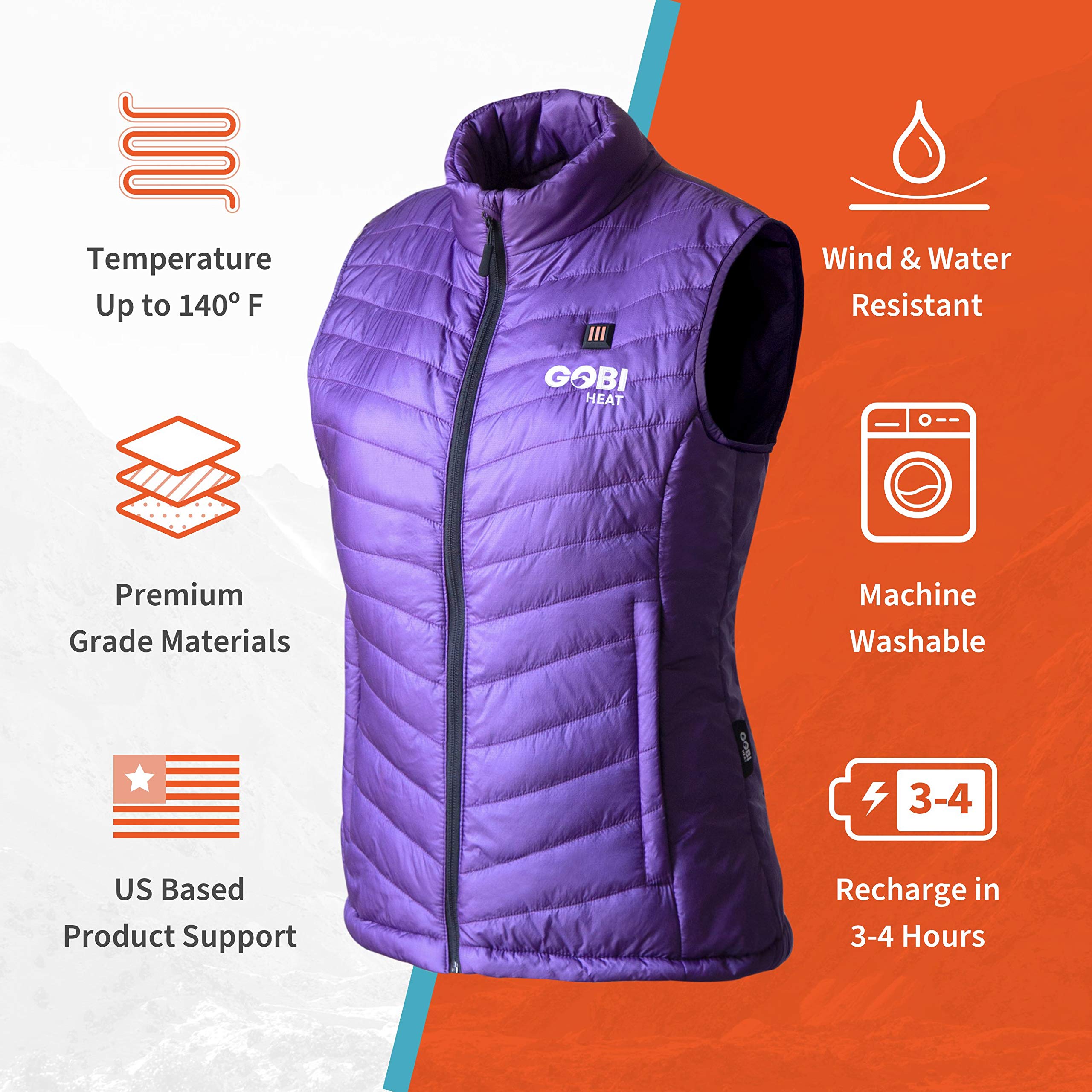 Dune Women's Heated Vest with Rechargeable Battery - 10 Hours Warmth, Machine Washable | Perfect for Winter Outdoor Activities, Hiking & Travel