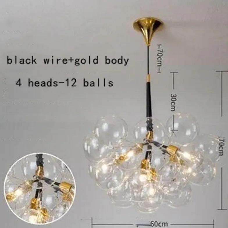 Elegant Transparent Glass Bubble Chandelier - Modern Artistic Lighting Fixture for Dining Room, Living Room & Bedroom Decor
