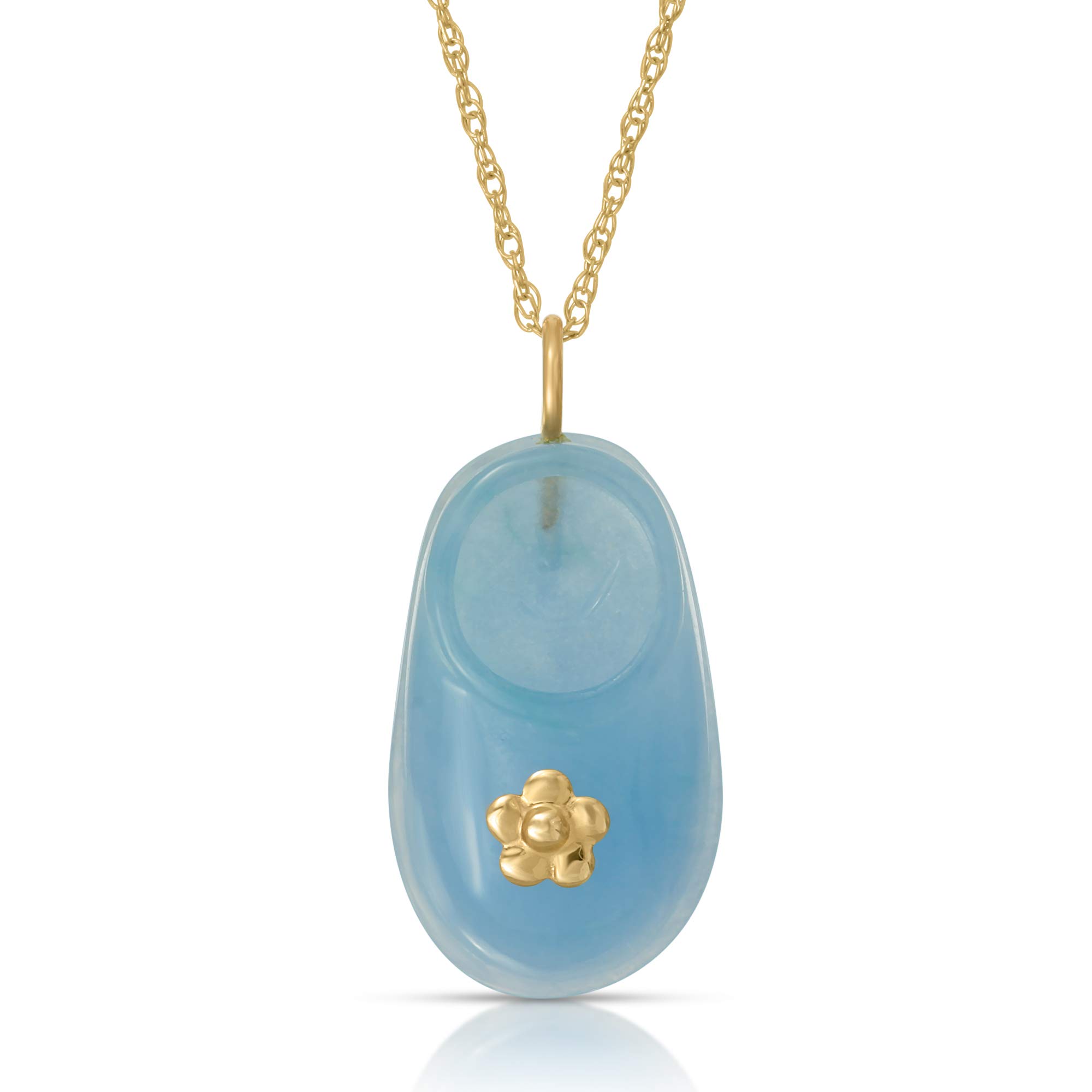 14K Yellow Gold Baby Shoe Pendant Necklace - 18