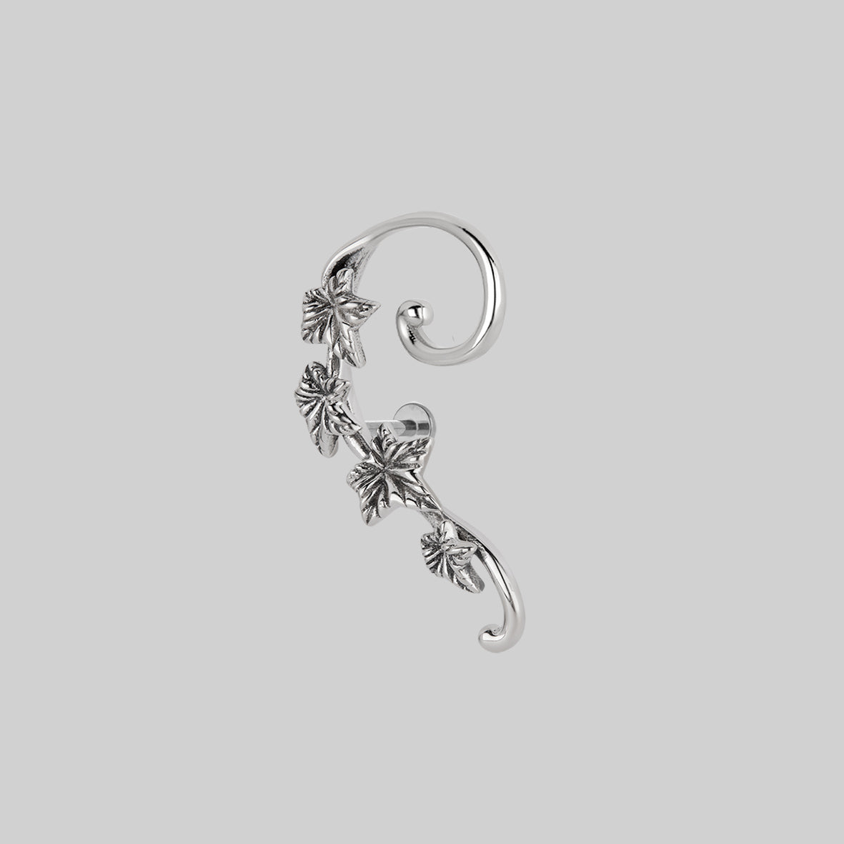 THORA Silver Climbing Ivy Ear Studs - Elegant Botanical Jewelry for Women, Perfect for Everyday Wear, Parties & Special Occasions