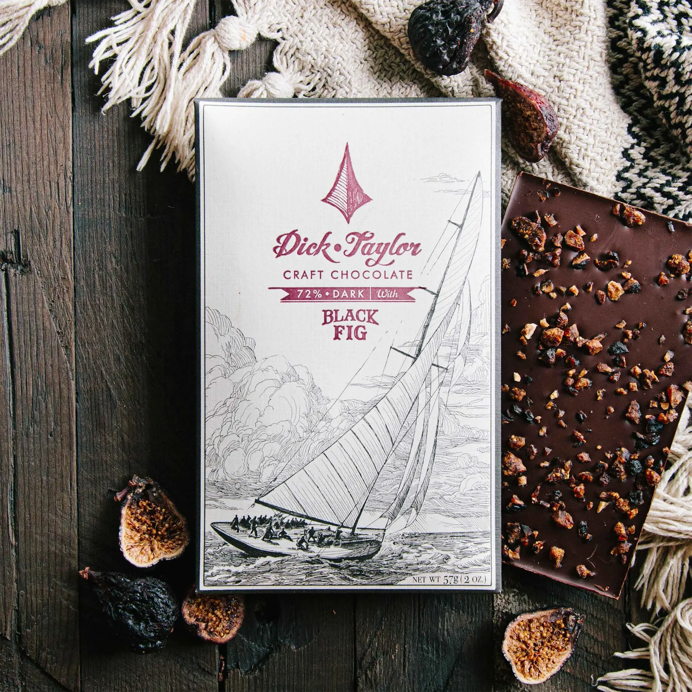 Premium Dick Taylor 72% Black Fig Dark Chocolate Bar - Rich & Smooth Gourmet Chocolate for Gifting, Desserts & Healthy Snacking