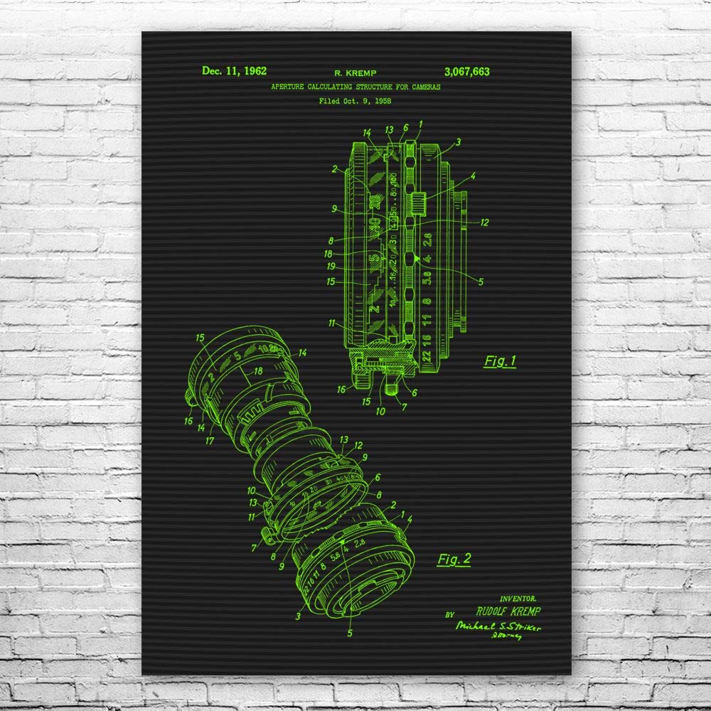 16x20 Inch Camera Lens Blueprint Poster - Photography Wall Art Decor, Perfect Gift for Photographers & Camera Enthusiasts - Ideal for Home, Office, or Camera Store Display