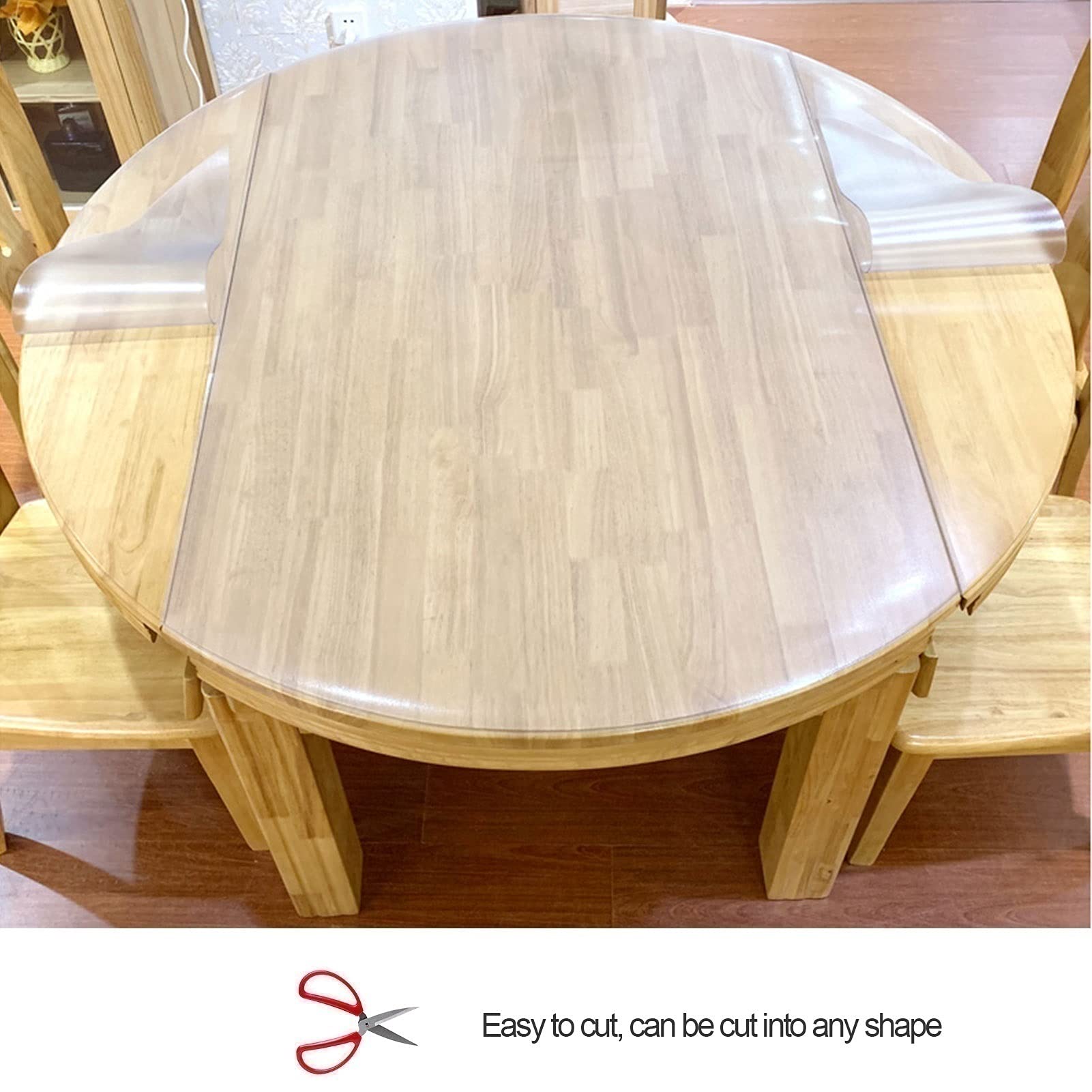 Clear Plastic Tablecloth for Dining Table - Waterproof, Transparent Table Cover Protector (90/100/150cm) for Family Parties, Holidays & Everyday Use