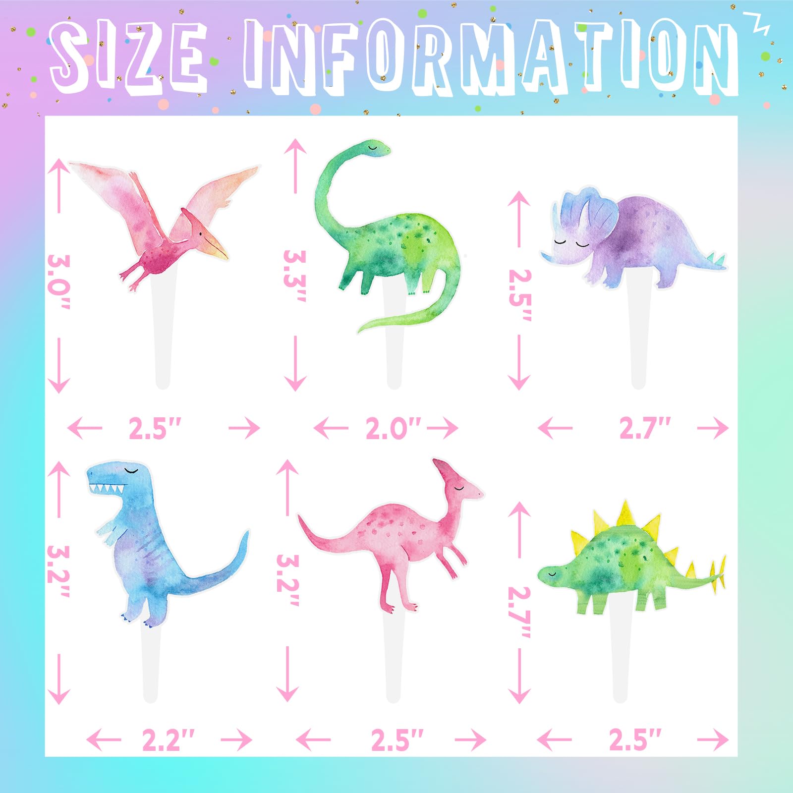 36 Pcs Pink Dinosaur Cupcake Toppers - Adorable Dinosaur Party Decorations for Girls Birthday, Baby Shower & Themed Celebrations - Perfect for Cake, Cupcakes and Dessert Decorations
