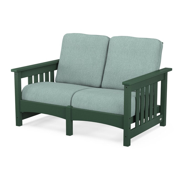 POLYWOOD Mission Settee - Durable Outdoor Patio Furniture Set with Weather-Resistant HDPE Material - Perfect for Garden, Poolside, and Backyard Relaxation