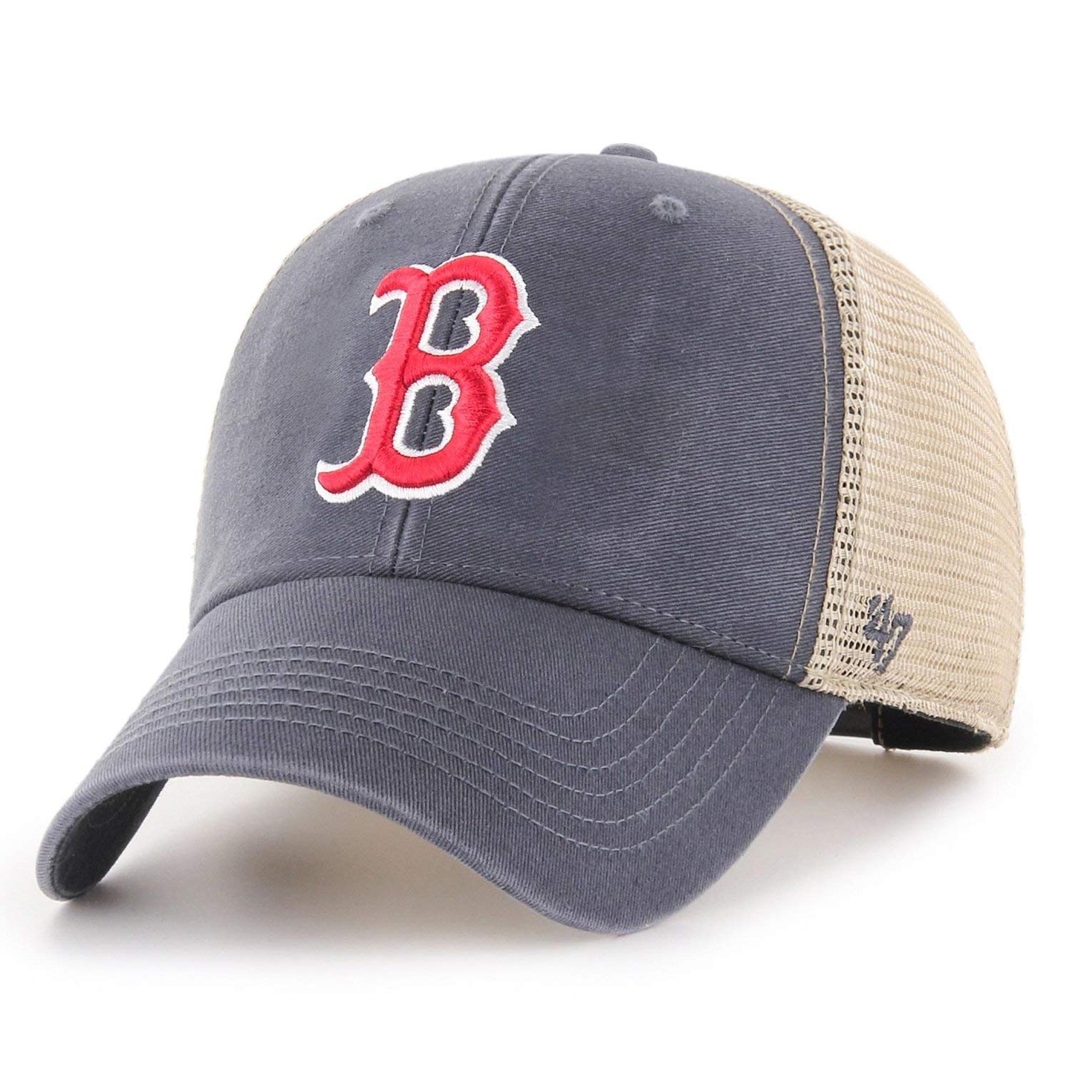 Boston Red Sox '47 MVP OSF Vintage Navy Baseball Cap - Adjustable Washed Cotton Hat for Men & Women - Perfect for Games, Fan Gear & Casual Wear