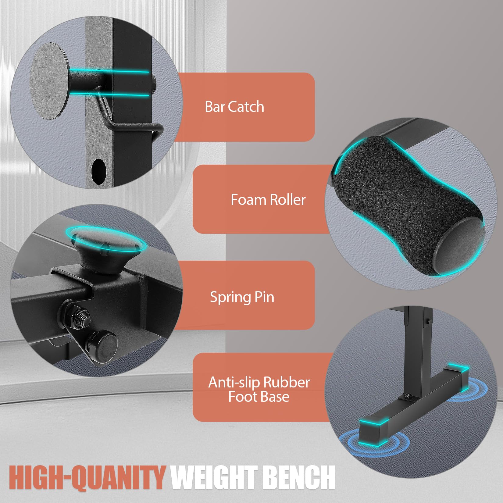 OPPSDECOR 600LBS Adjustable Weight Bench Set with Squat Rack & Leg Extension - Foldable Home Gym Equipment for Full Body Workout | Perfect for Strength Training, Muscle Building & Home Fitness