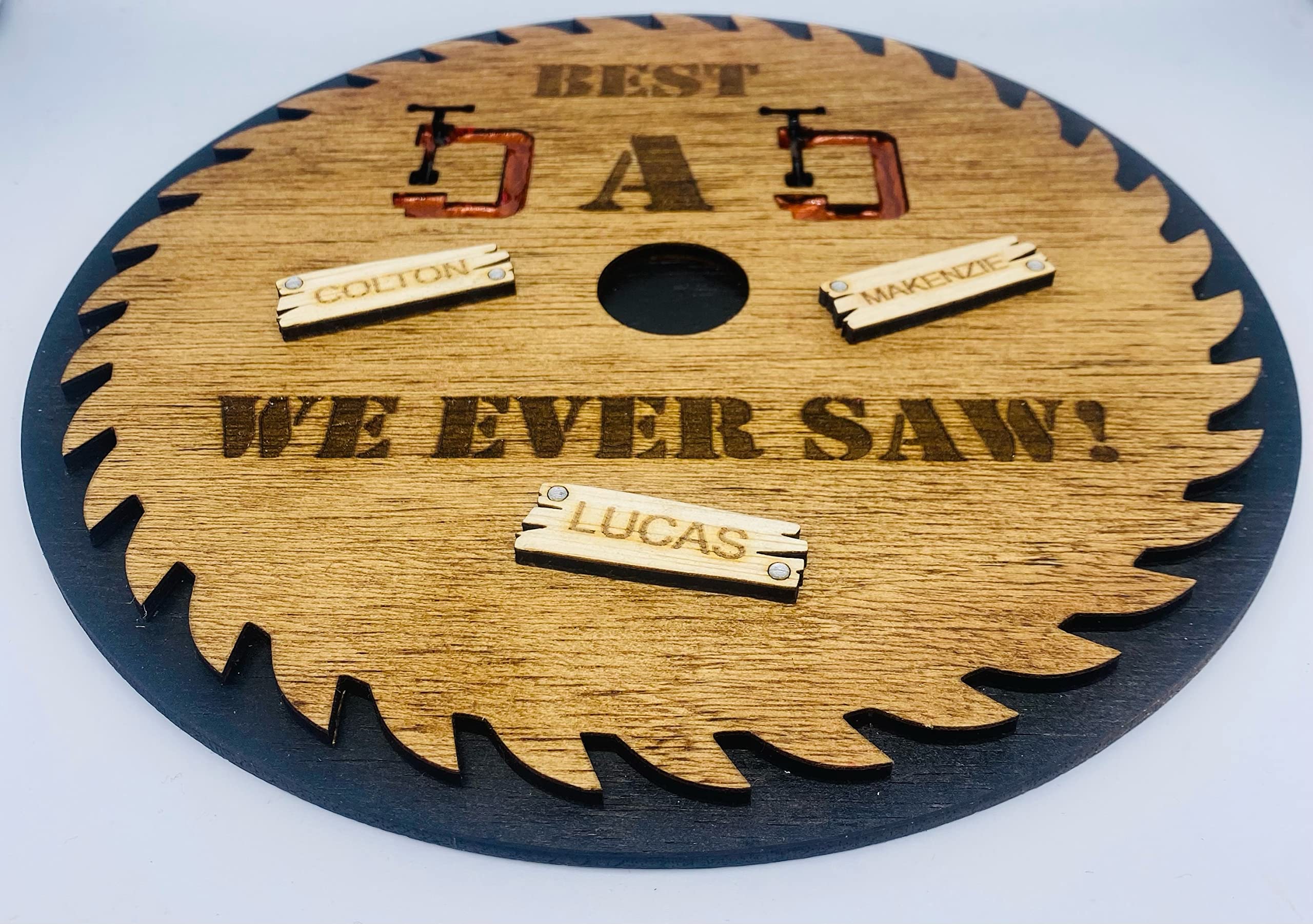 Personalized Father's Day Wood Sign - Custom Dad Gift with Up to 7 Names - Double Layered Miniature Wood Board - Perfect for Home Decor, Office Display & Special Occasions
