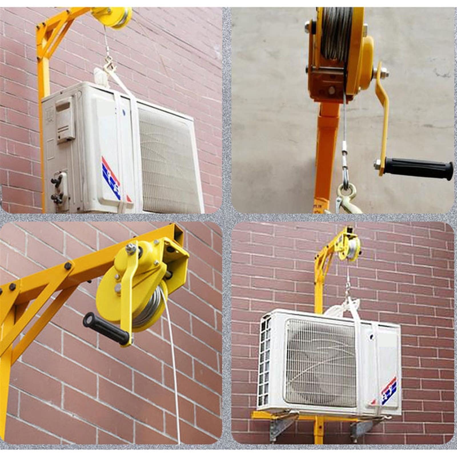DOLUNTO Self-Locking Manual Winch with Folding Bracket - Heavy Duty Lifting Crane Tool for AC Installation, HVAC Maintenance & Home Improvement Projects