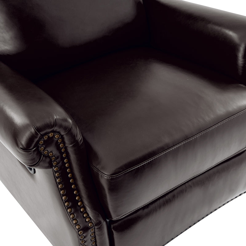 Martina Genuine Leather Manual Swivel Glider Recliner Chair - Comfortable Living Room Seating for Relaxing, Reading & Nursing