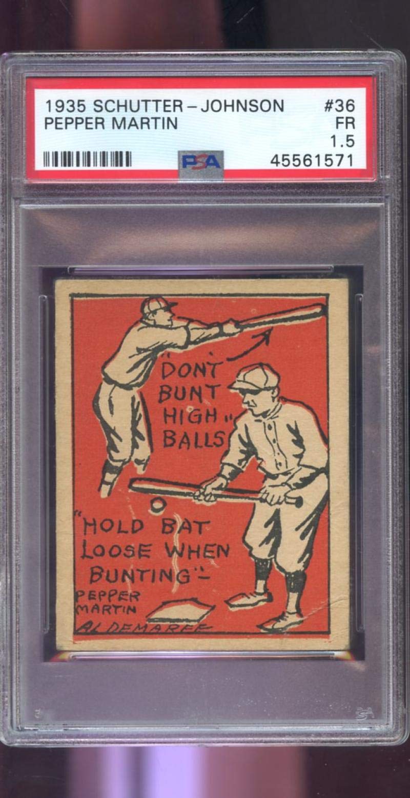 1935 Schutter-Johnson Candy R332#36 Pepper Martin PSA 1.5 Graded Vintage Baseball Card - Rare Collectible for Sports Memorabilia Enthusiasts & Display Showcase