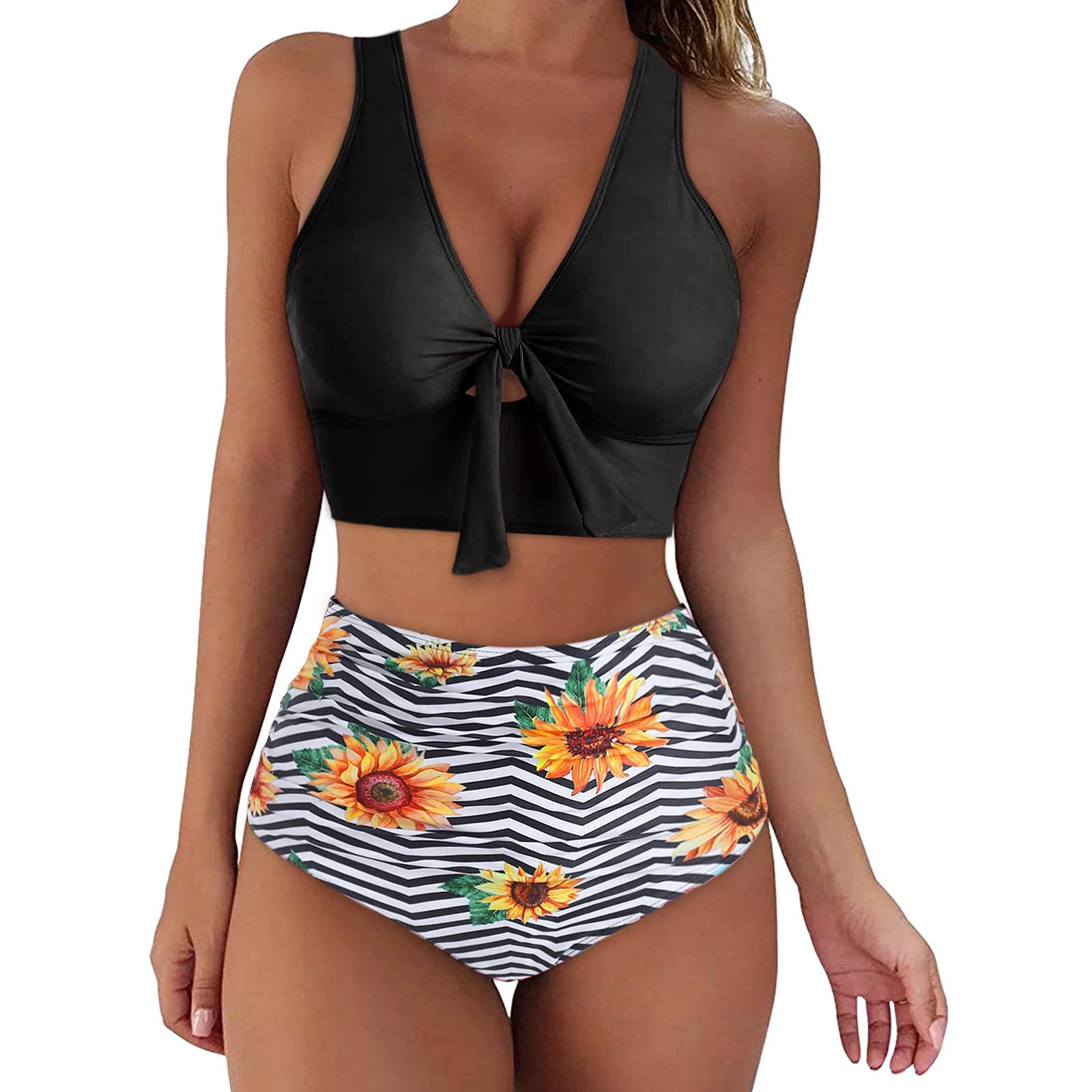 Women's High Waisted Bikini Set - Push Up Halter Tummy Control Two Piece Swimsuits for Beach, Pool & Summer Vacation