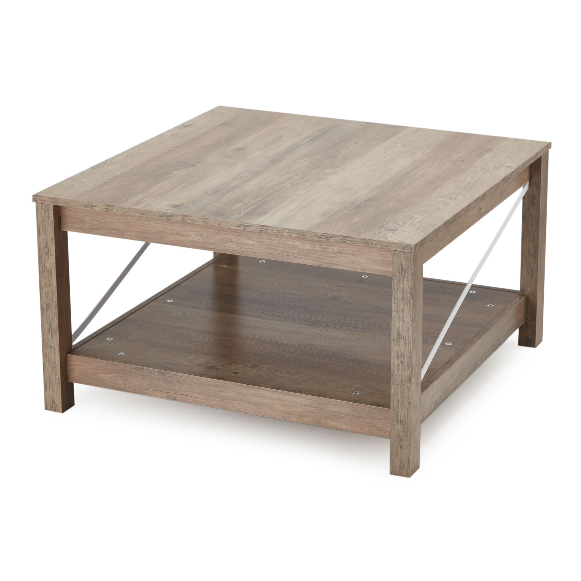 JOMEED 31.5 Inch Square Coffee Table with Storage Shelf - Modern Farmhouse Style Accent Table for Living Room & Office - Beige Wooden End Table - Perfect for Small Spaces, Home Decor & Coffee Table Books Display