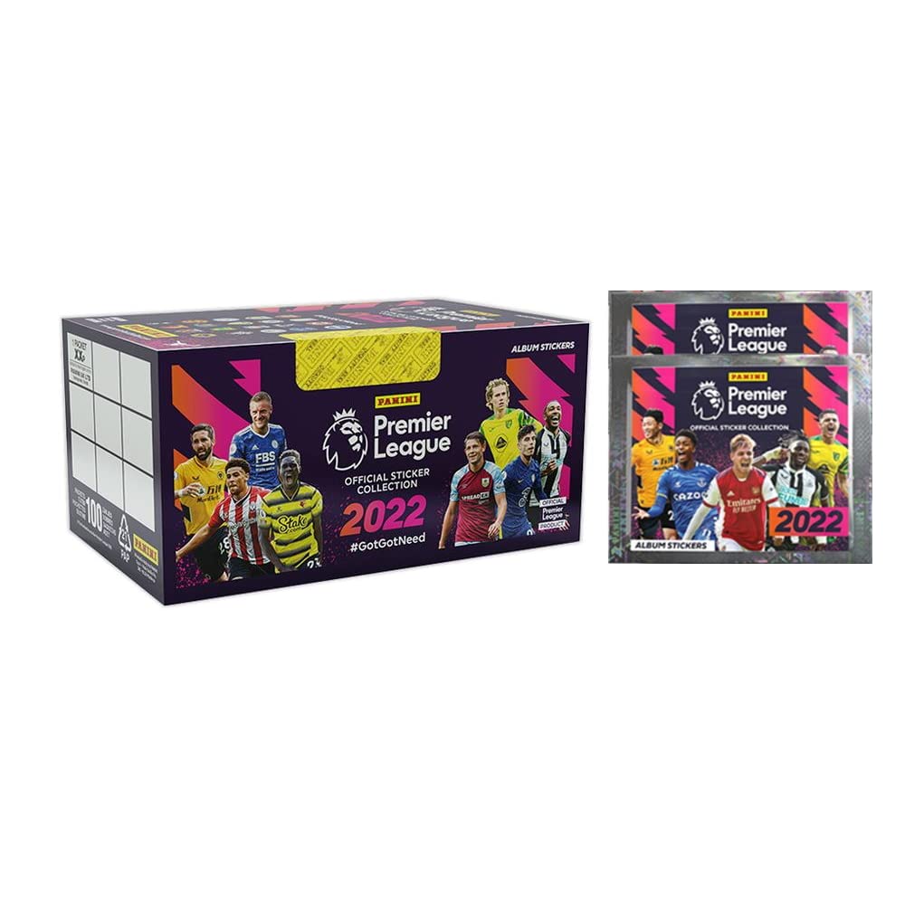 2022 Panini Premier League Stickers Collection - 100 Packs (510 Stickers Total) + 2 Bonus Packs | Official Soccer Trading Cards for Collectors & Fans | Perfect for Gifts, Trading, and Completing Your Album