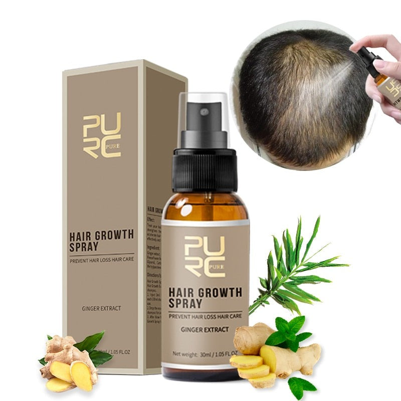 Natural Ginger Hair Growth Spray for Thicker & Longer Hair - Promotes Scalp Health & Reduces Hair Loss - Perfect for Daily Use at Home or Salon