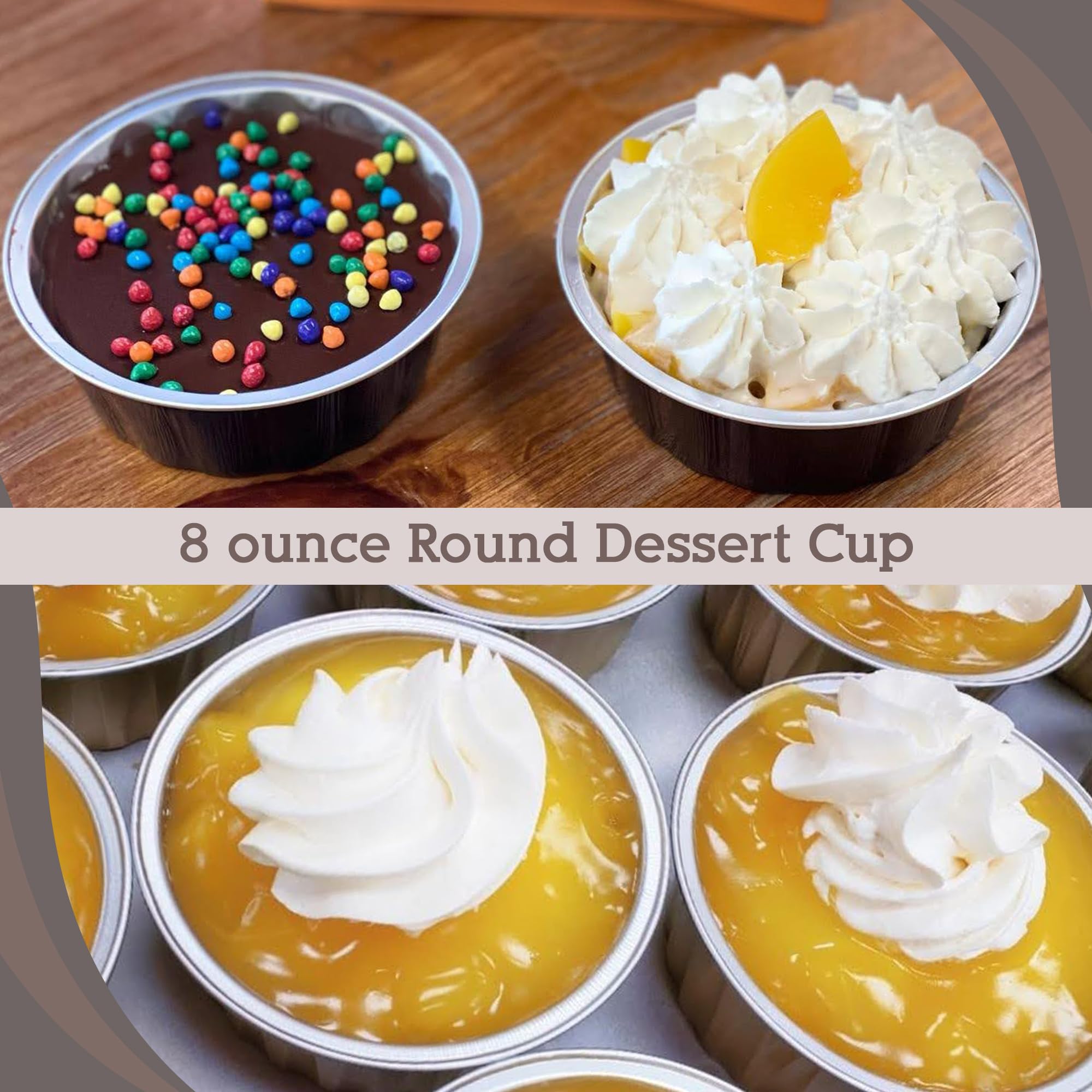 8 oz Disposable Round Aluminum Foil Pans with Snap-on Lids - Mini Cake Pans for Baking, Cupcakes & Desserts | Sturdy Scalloped Design & Vibrant Colors | Perfect for Parties, Picnics & Meal Prep - KitchenDance A8P