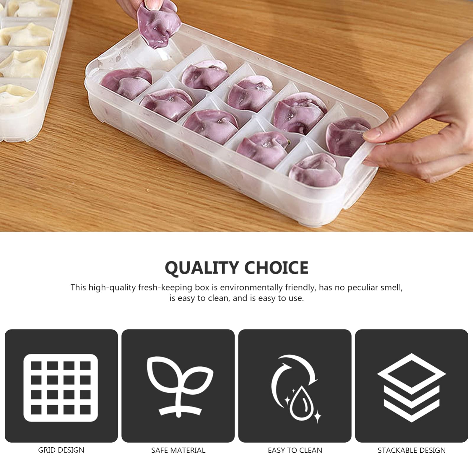 Hemoton 1-Piece Plastic Dumpling Storage Box - Vegetable Organizer, Food Storage Container for Fridge, Freezer & Travel - PP Material, Egg Keeper & Ravioli Tray for Fresh Food Preservation (Perfect for Meal Prep, Leftovers & Refrigerator Organization)