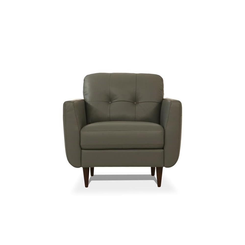 Acme Radwan Tufted Leather Accent Chair in Pesto Green - Modern Living Room Furniture for Home Office & Lounge Decor