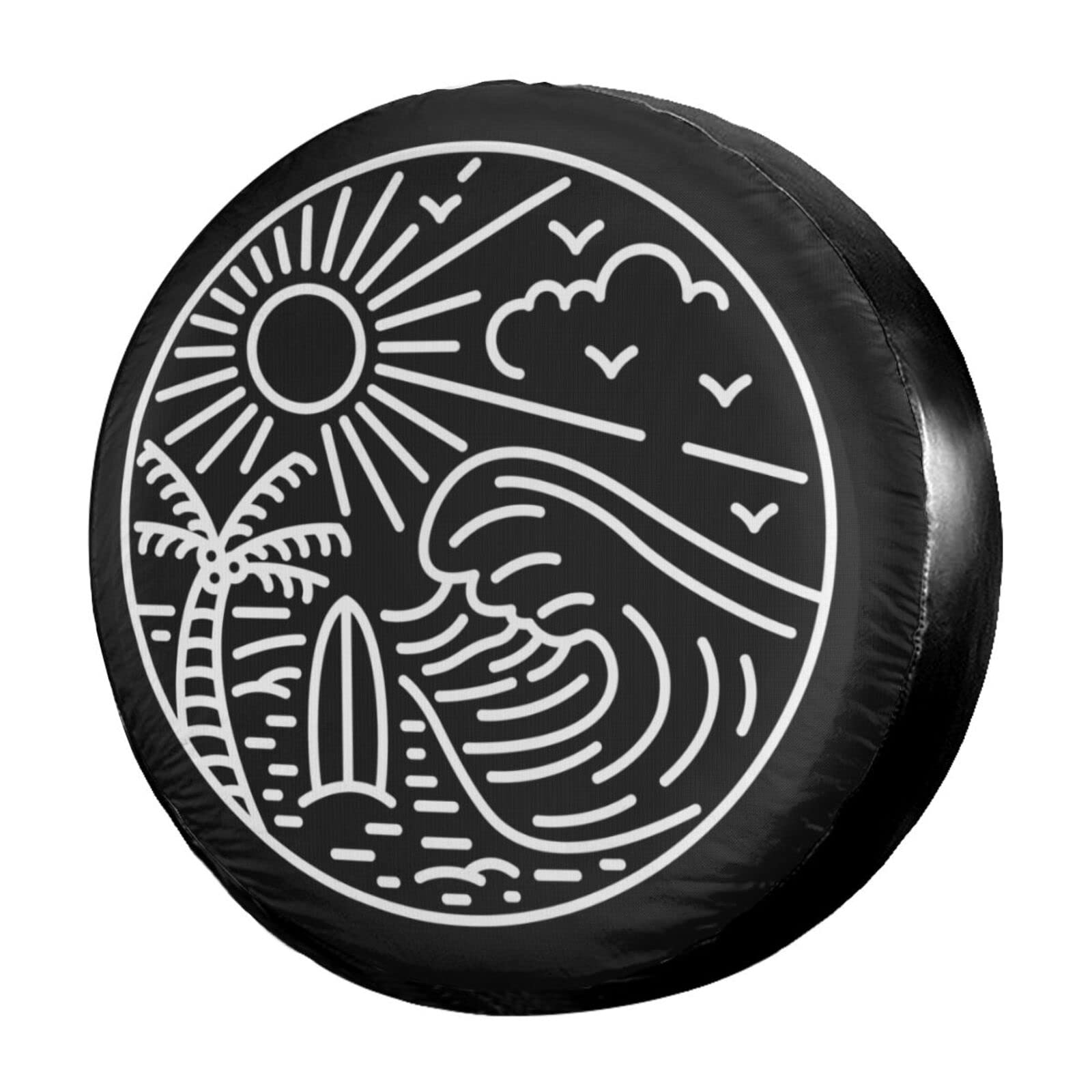 Great Wave Surfboard Spare Tire Cover - 17 Inch Dust-Proof Wheel Protector for RV, SUV, Trailer & Most Vehicles | Perfect for Beach Trips & Outdoor Adventures