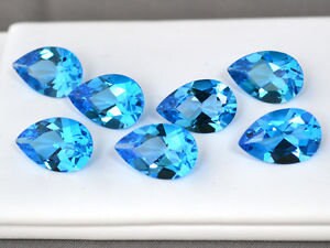 Wholesale Natural African Swiss Blue Topaz Pear Cut Loose Stones - 7x5mm, 8x5mm, 9x6mm, 10x7mm, 12x8mm, 13x9mm VVS Eye Clean - Perfect for Jewelry Making, Engagement Rings & Custom Designs