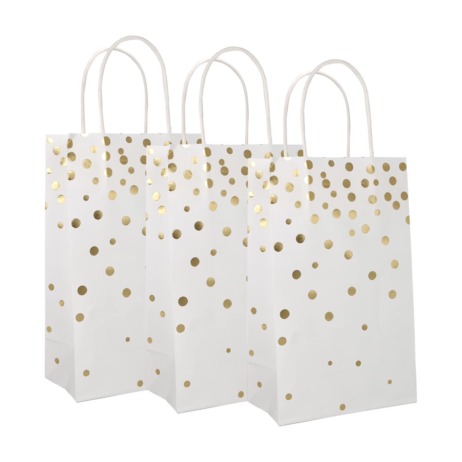 ECOHOLA 25-Pack White & Gold Foil Gift Bags with Handles - 9
