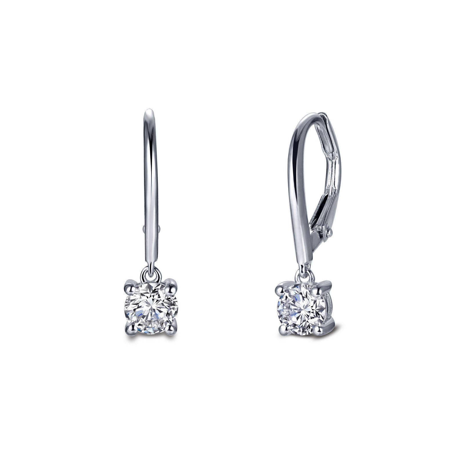 0.92 CTW Leverback Solitaire Drop Earrings for Women - Sterling Silver Dangle Earrings for Wedding, Party & Evening Wear