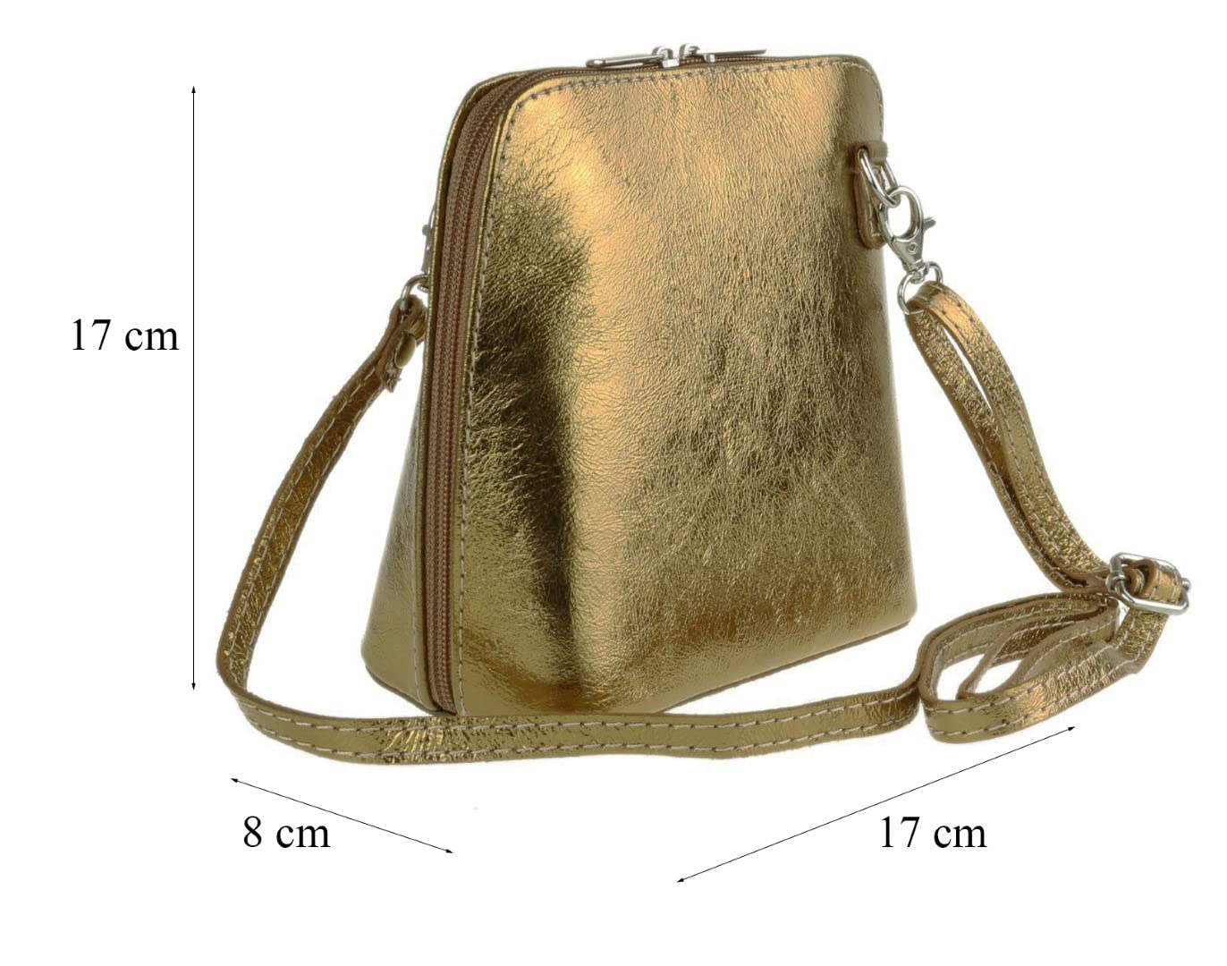Women's Metallic Genuine Leather Crossbody Shoulder Bag - Fashionable Purse for Daily Use, Work, Travel & Evening Out