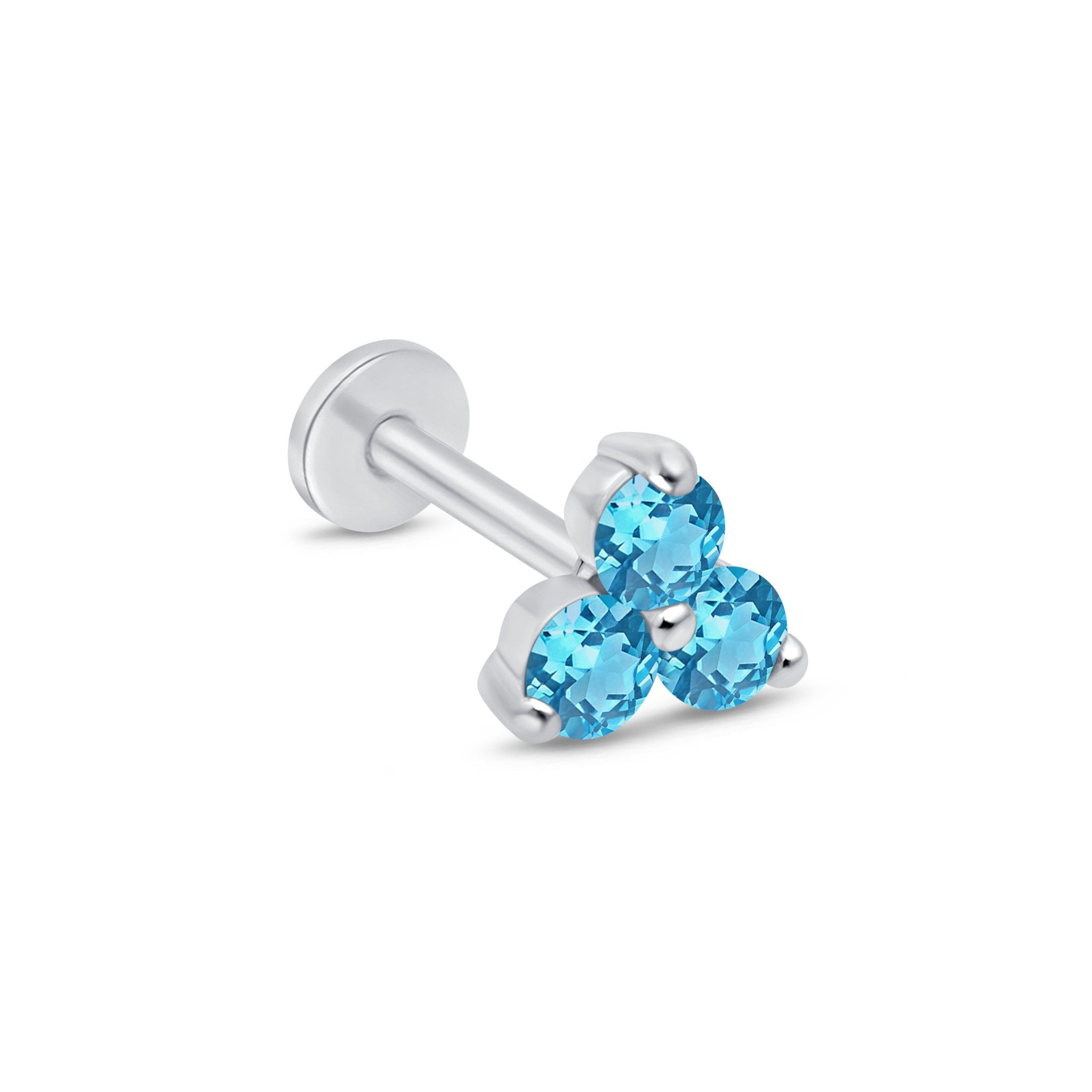 14K White Gold Aquamarine Trinity Cluster Stud Earrings for Women – Elegant Jewelry for Weddings, Parties & Special Occasions