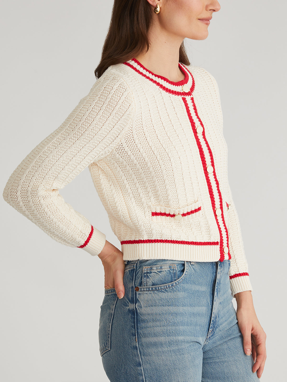 Laurel Women's Crewneck Tipped Cardigan Sweater - Soft Knit Open Front Long Sleeve Cover-Up for Fall & Winter | Perfect for Office, Date Night & Casual Outfits