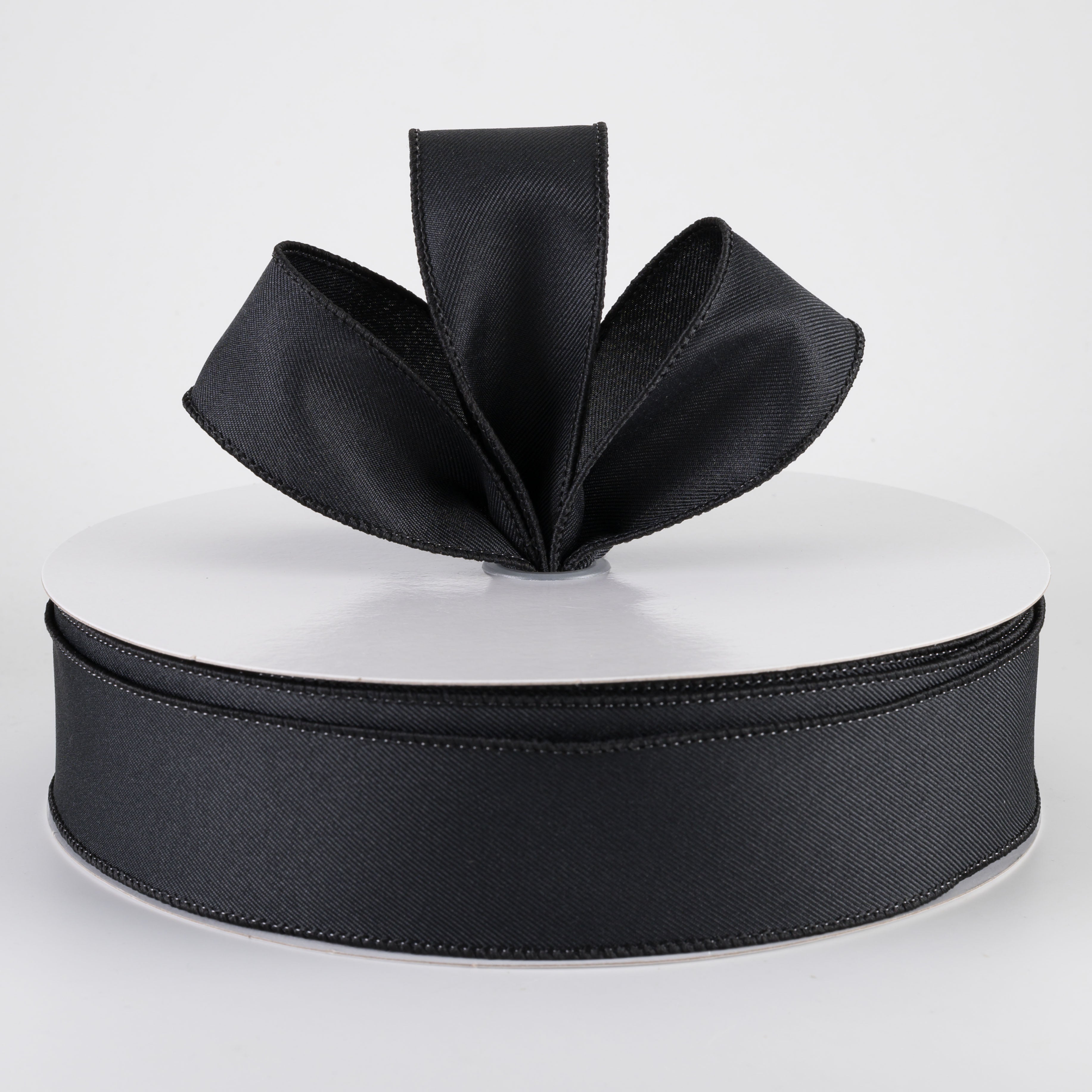 1.5 Inch Diagonal Weave Fabric Ribbon - Black (50 Yards) for Gift Wrapping, DIY Crafts, Hair Bows, and Home Decor