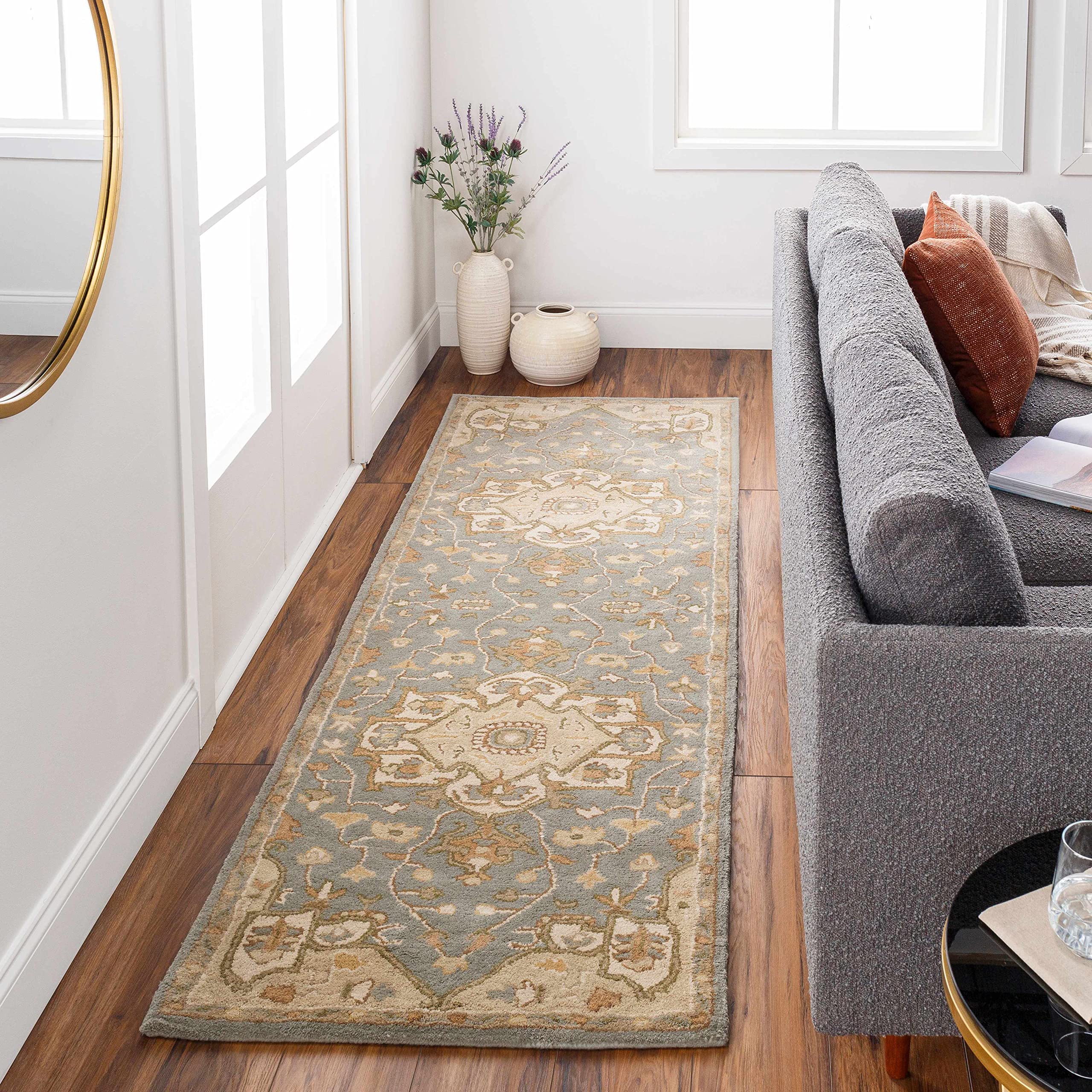 Hauteloom Broomfield Wool Area Rug for Living Room & Bedroom - Traditional Gray, Brown, Beige - 6' Round - Soft & Durable Handmade Rug for Cozy Home Decor
