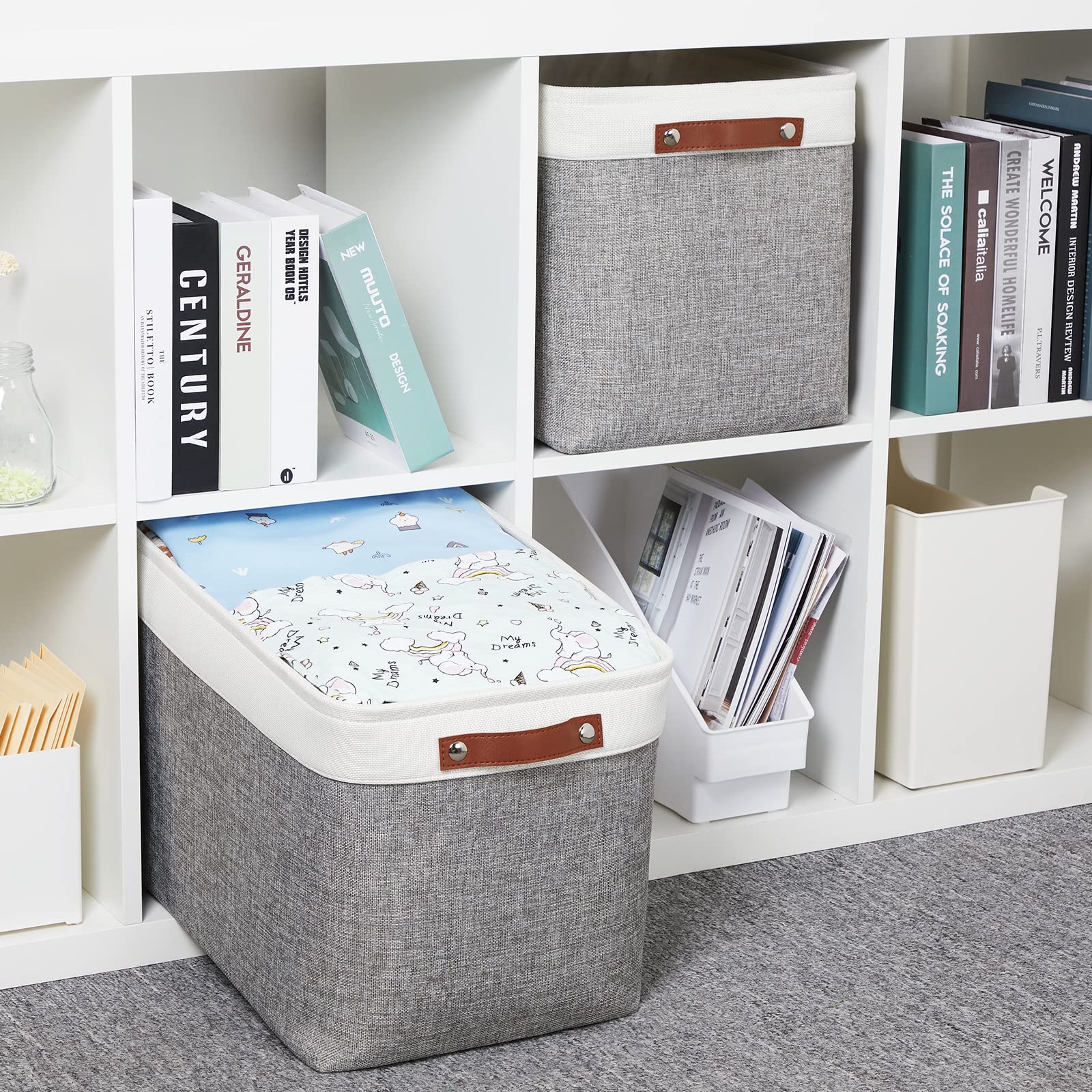 Foldable Fabric Storage Baskets [2 Pack] - 16
