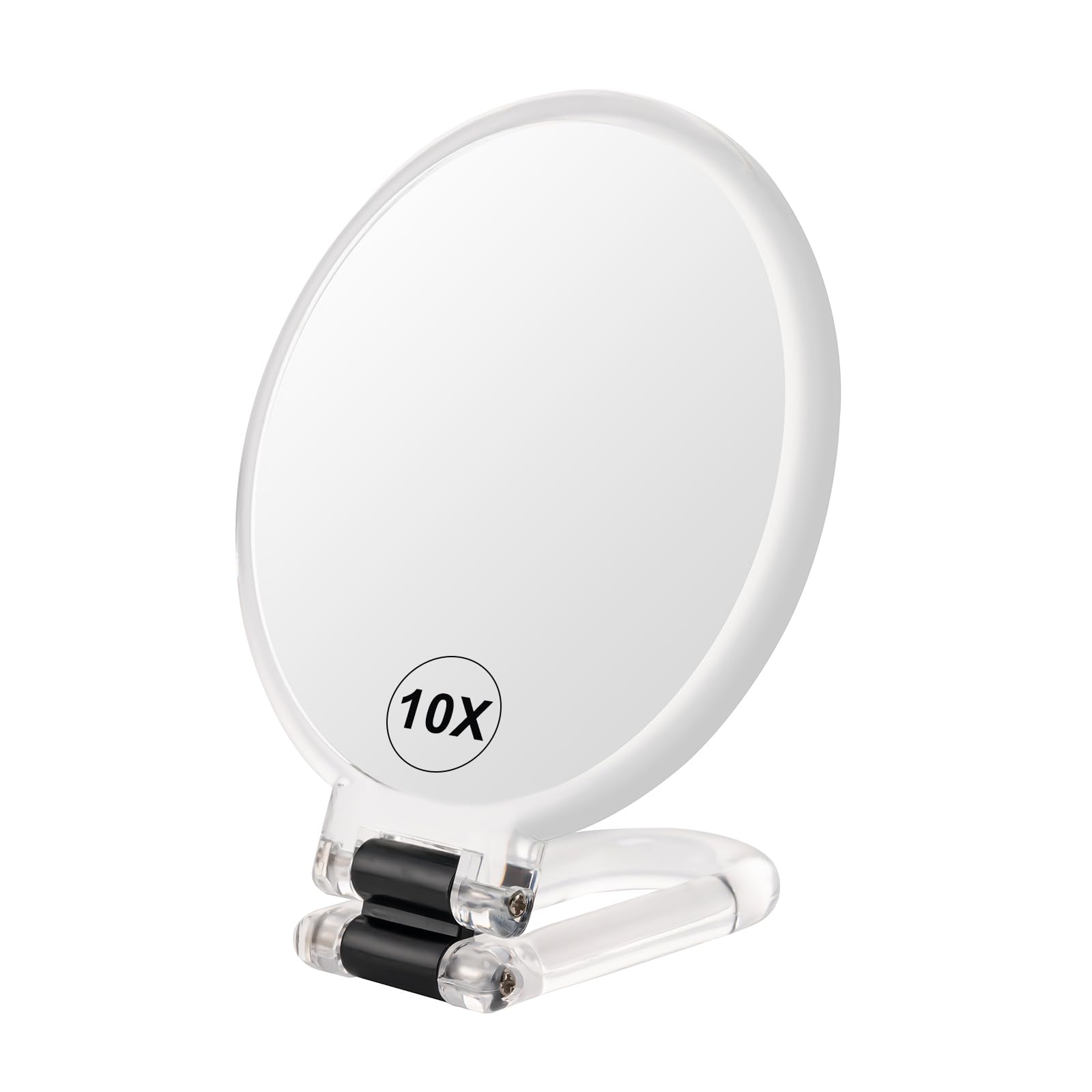 BOOMIBOO 10X Magnifying Mirror with Light, Double-Sided Foldable Travel Makeup Mirror - Adjustable Rotation, Handheld/Desk/Hanging Vanity Mirror for Precise Makeup, Skincare & Grooming - Perfect for Home, Travel & Professional Salon Use