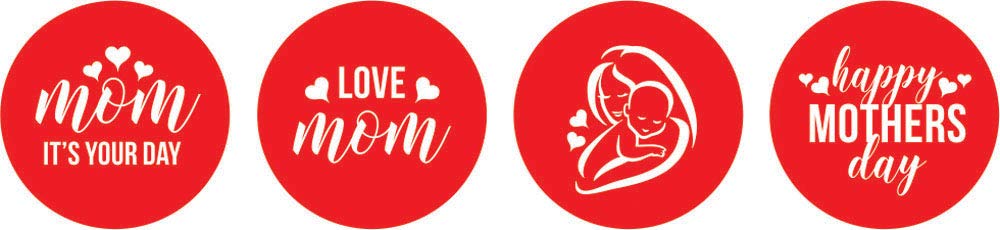 Mom It's Your Day Stickers - 190 Pcs DIY Candy Chocolate Labels for Mother's Day Gifts, Party Favors & Scrapbooking (Red)