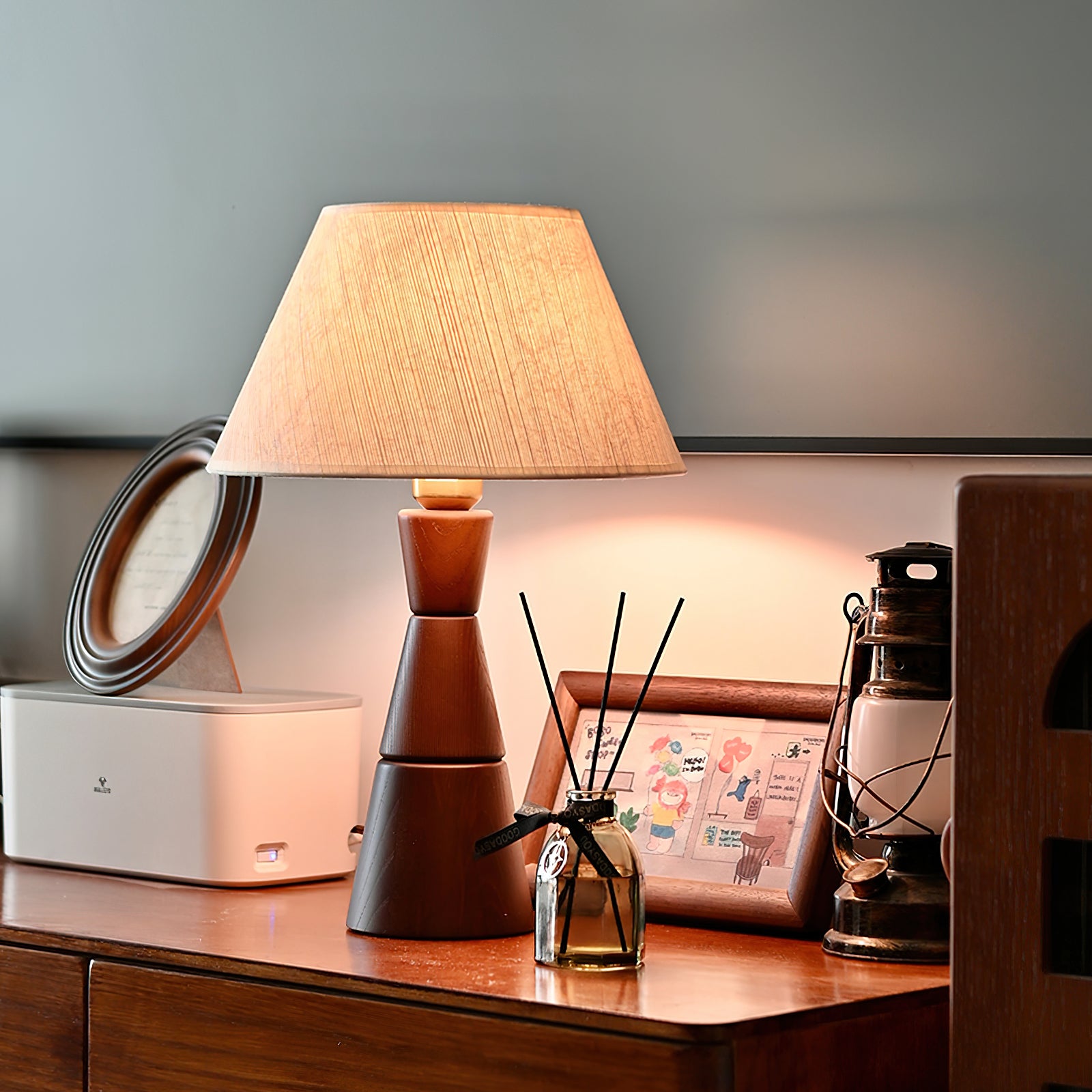 Donicio Modern Table Lamp - Stylish LED Nightstand Light for Bedroom, Living Room & Office - Warm White & Cool White Dimmable Lighting - Perfect for Reading, Relaxing & Decor