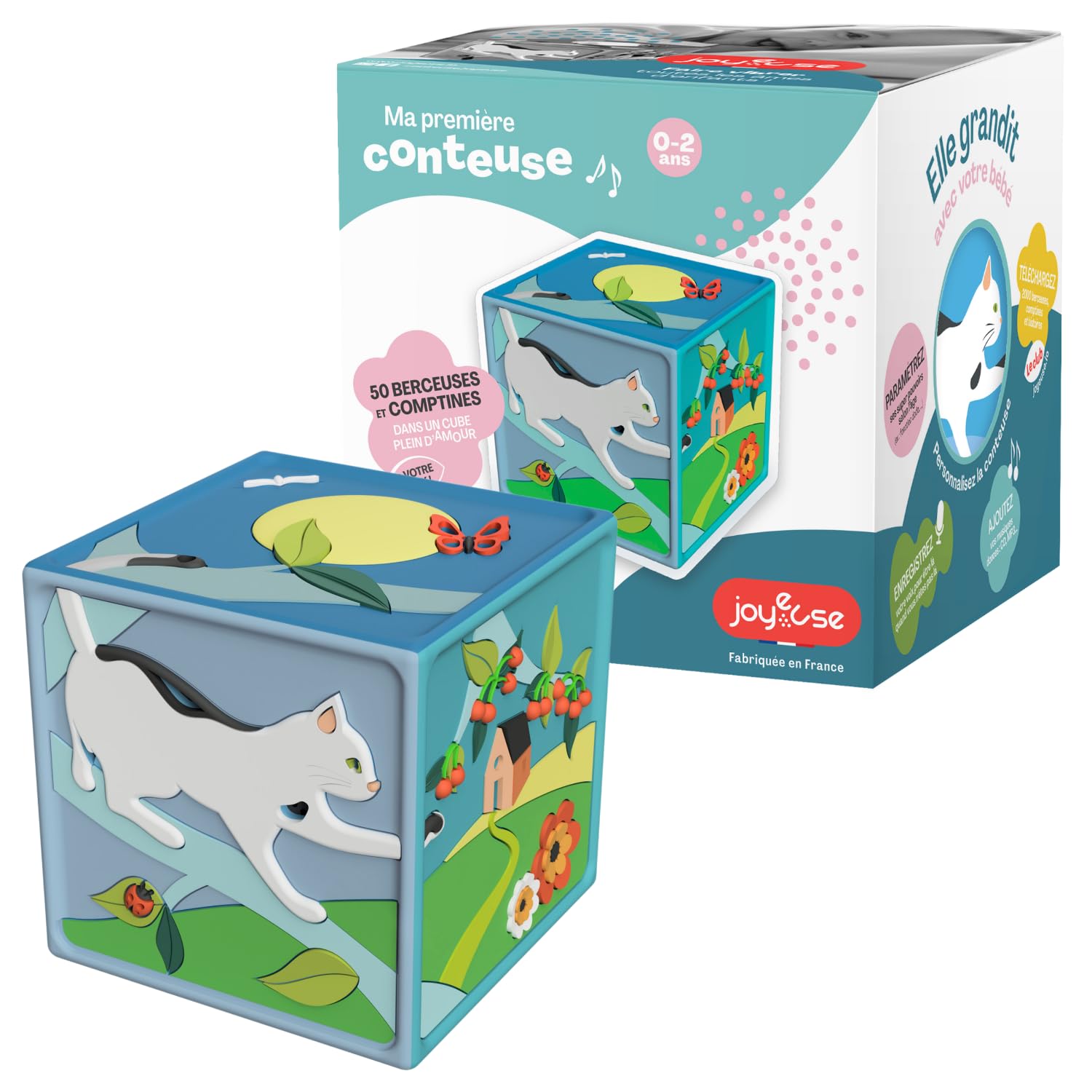 Joyeuse Ma 1st Storyteller - Story Box with 50 Lullabies & Wake-Up Games - Interactive Baby Toy Gift - Made in France - USB Cable Included - Perfect for Bedtime, Playtime & Early Childhood Development