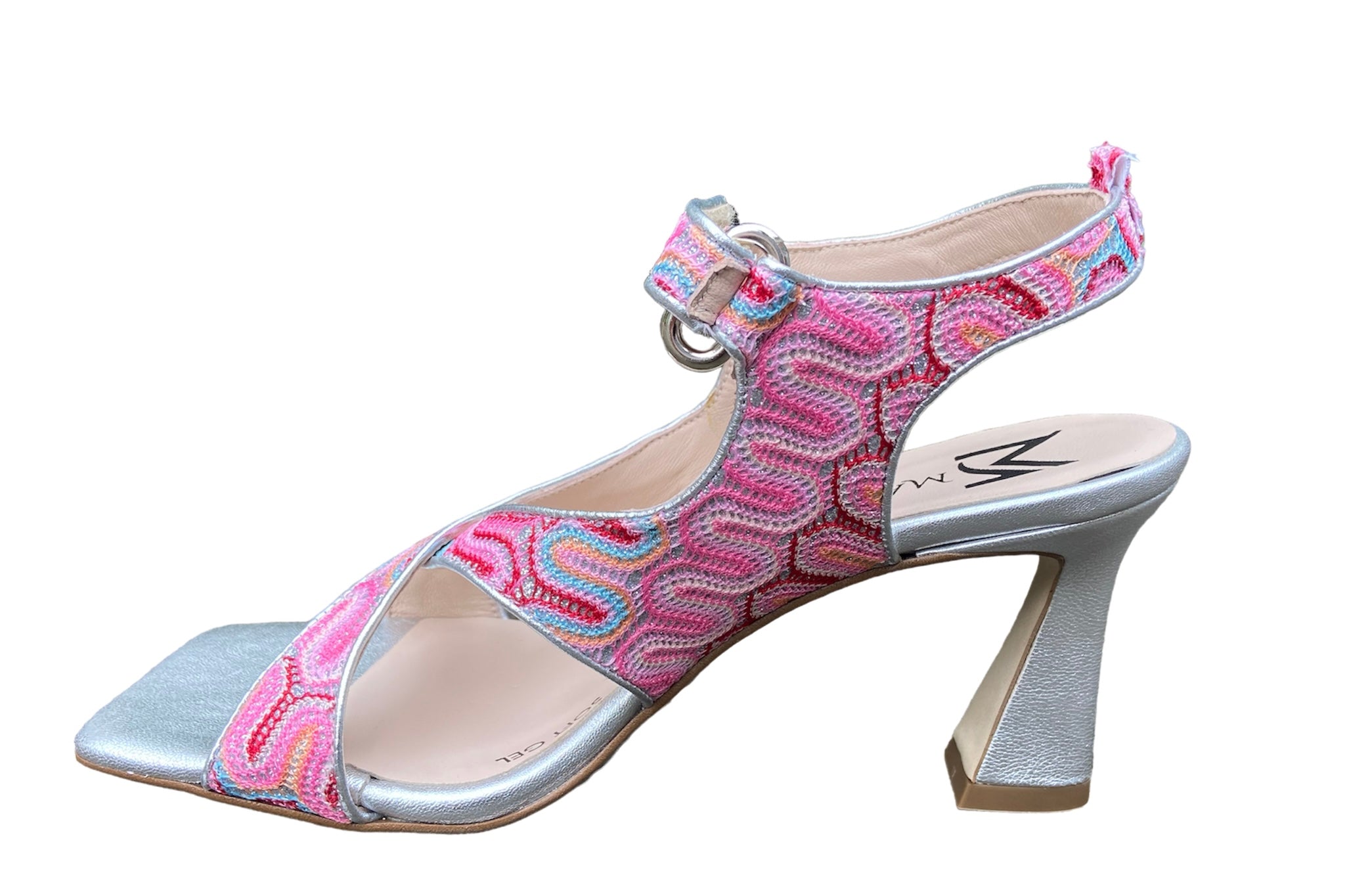 MARIAN Women's Pink Floral Print Sandal with Comfortable Block Heel - Fashionable Summer Shoes for Beach, Wedding & Casual Outings