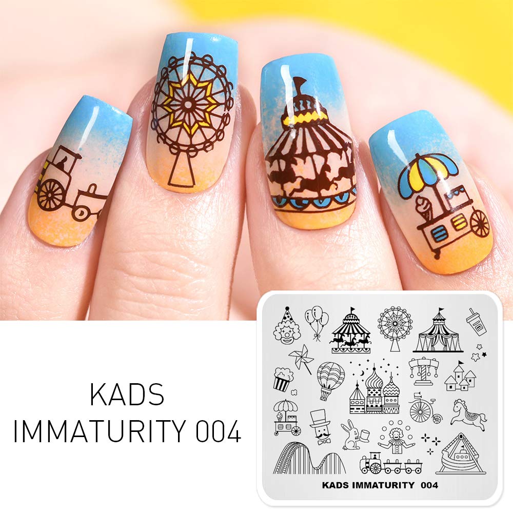 Cute Clown Nail Stamping Plates - KADS DIY Nail Art Templates for Manicure (IM004) | Professional Nail Design for Parties, Halloween & Special Occasions
