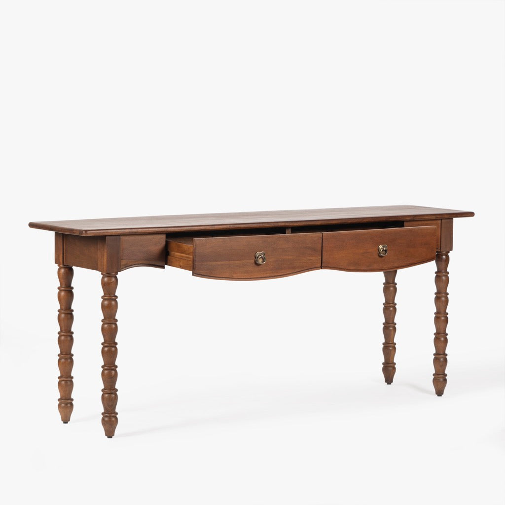 Modern Dark Brown Spindle Console Table - Entryway, Living Room, or Hallway Accent Furniture for Home Decor