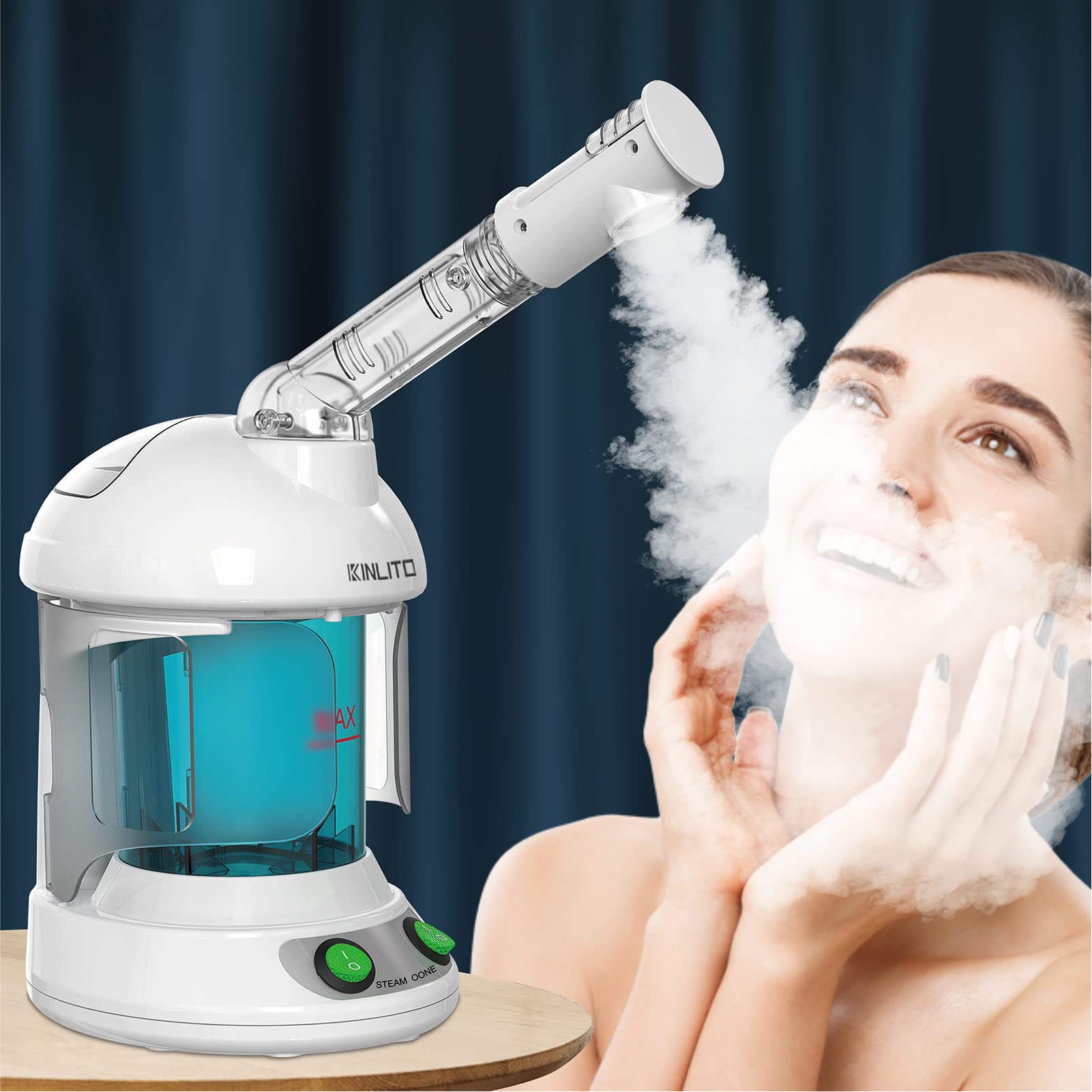 Professional Ozone Facial Steamer with 360° Rotatable Arm - 40 Minute Steam Time for Deep Cleansing - Portable Humidifier for Unclogging Pores & Blackheads - Perfect for Home Spa & Salon Facial Treatments (White) - Ideal for Skincare Routine, Relaxation & Professional Beauty Services