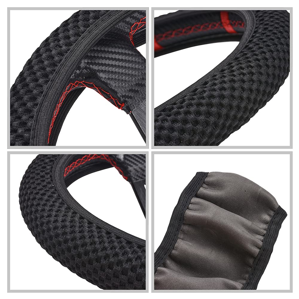 Breathable Elastic Stretch Steering Wheel Cover - Soft Ice Silk Material, Universal Fit for 15 Inch Wheels (Black) | Comfortable Grip & Heat Protection for Summer Driving